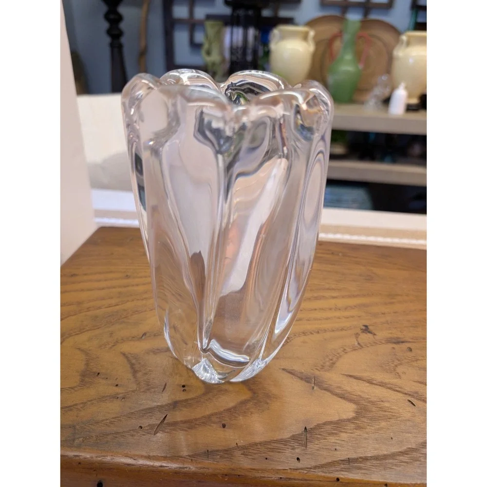 Orrefors Twisted Crystal Art Vase MCM Signed By Edvin Ohrstrom